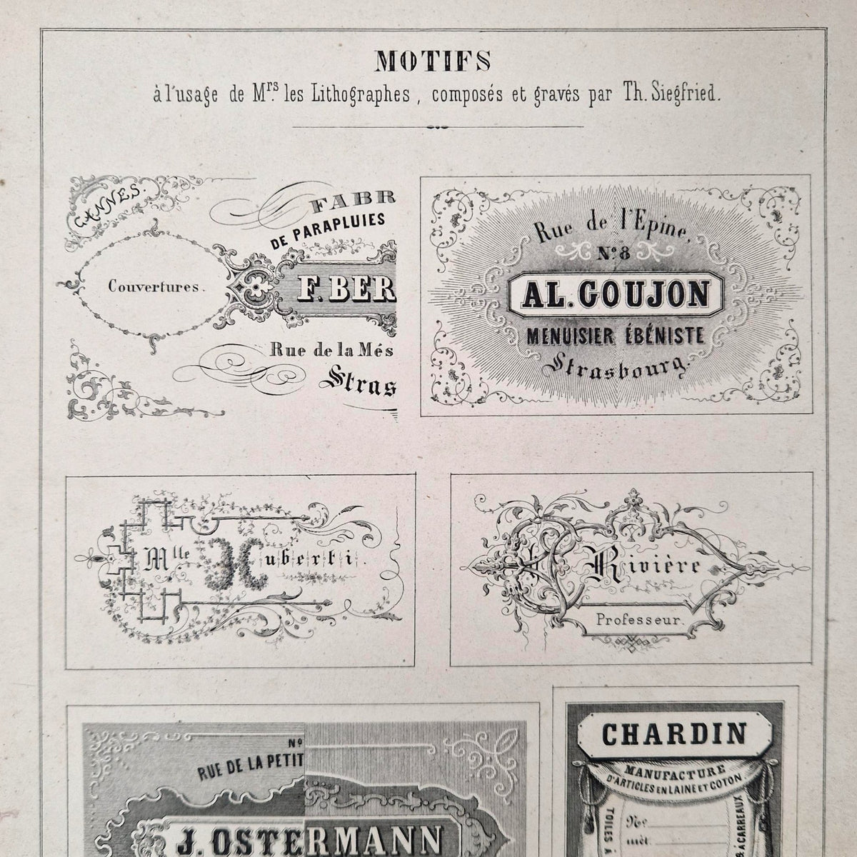 Modèles d'étiquettes pour lithographes - vers 1860