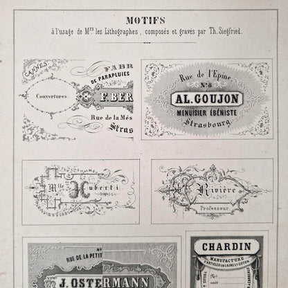 Modèles d'étiquettes pour lithographes - vers 1860