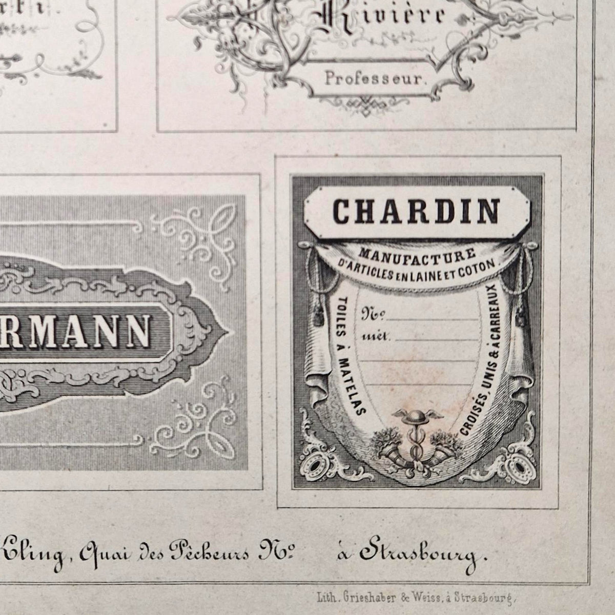 Modèles d'étiquettes pour lithographes - vers 1860