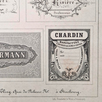 Modèles d'étiquettes pour lithographes - vers 1860