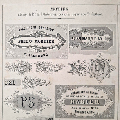 Planche de modèles pour lithographies - vers 1860