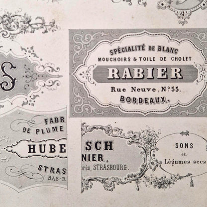 Planche de modèles pour lithographies - vers 1860
