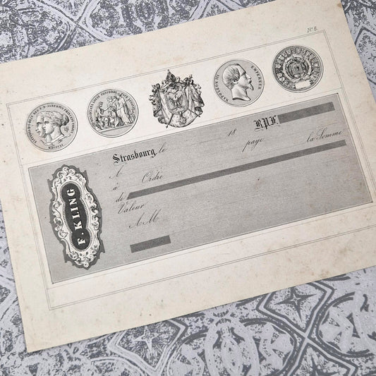 "F. Kling" promissory note and medallion template – 19th century