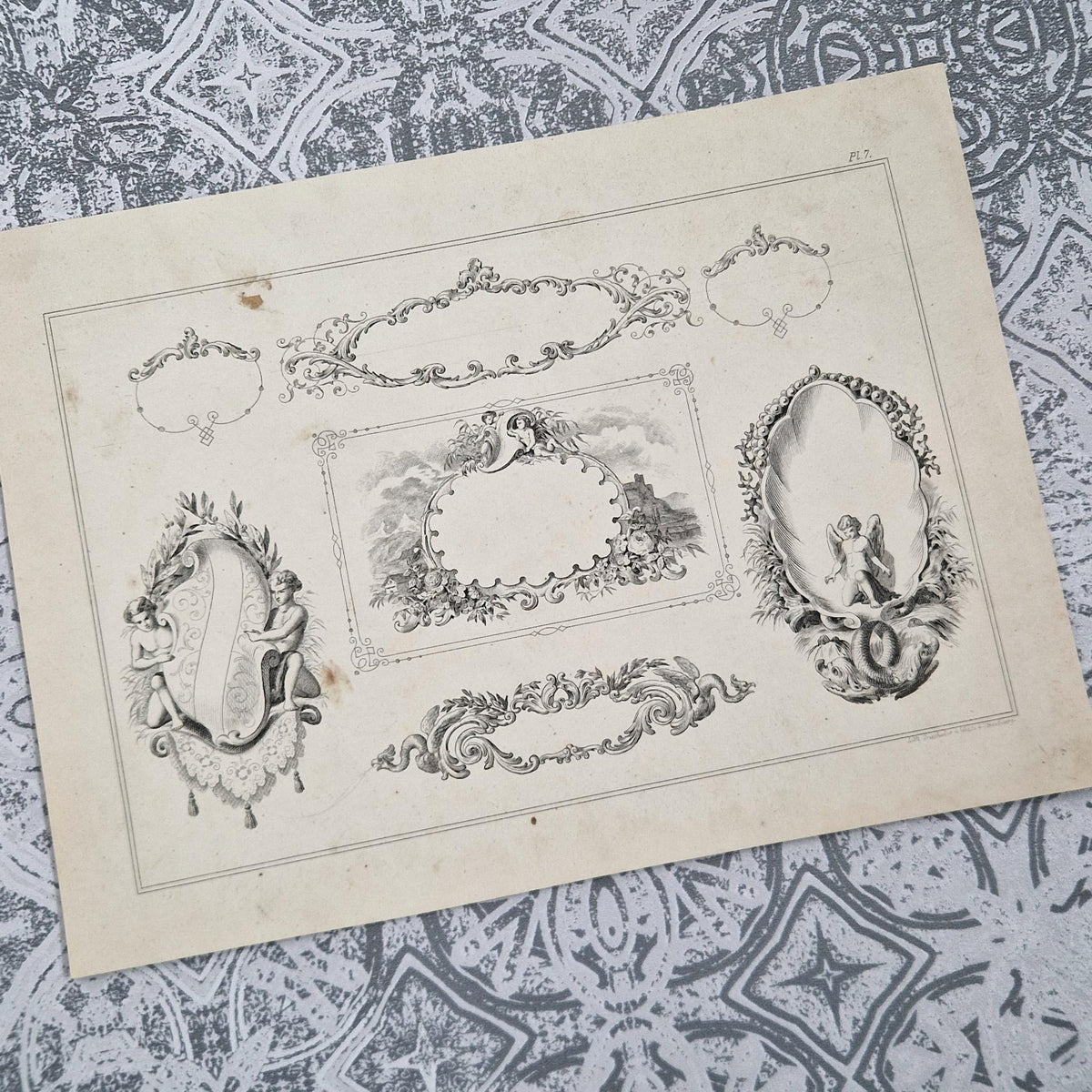 Modèles ornementaux « Putti et dragons », vers 1860