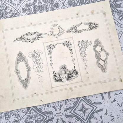 Lot de 3 planches de modèles ornementaux - vers 1860