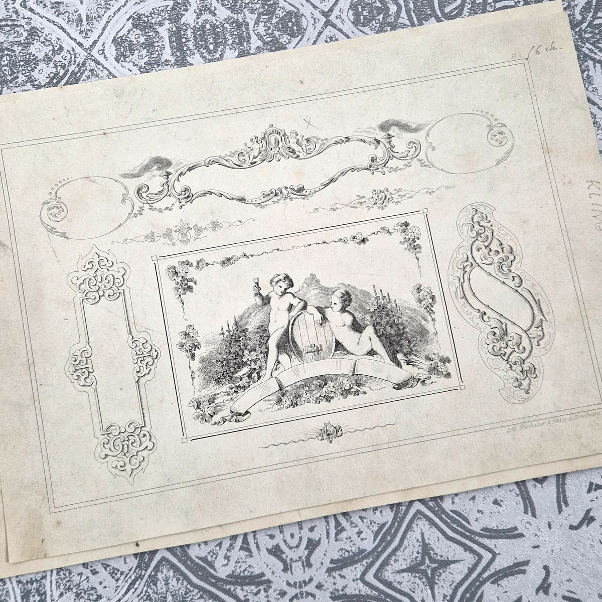 Lot de 3 planches de modèles ornementaux - vers 1860