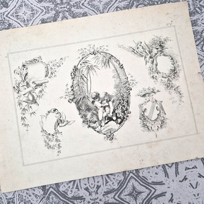Trois planches de modèles « Putti et allégories » - vers 1860