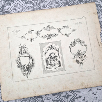 Trois planches de modèles « Putti et allégories » - vers 1860