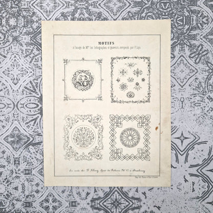 Lot de 3 planches de motifs ornementaux XIXe