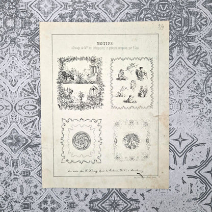 Lot de 3 planches de motifs ornementaux XIXe