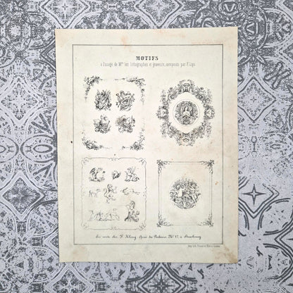 Lot de 3 planches de motifs ornementaux XIXe