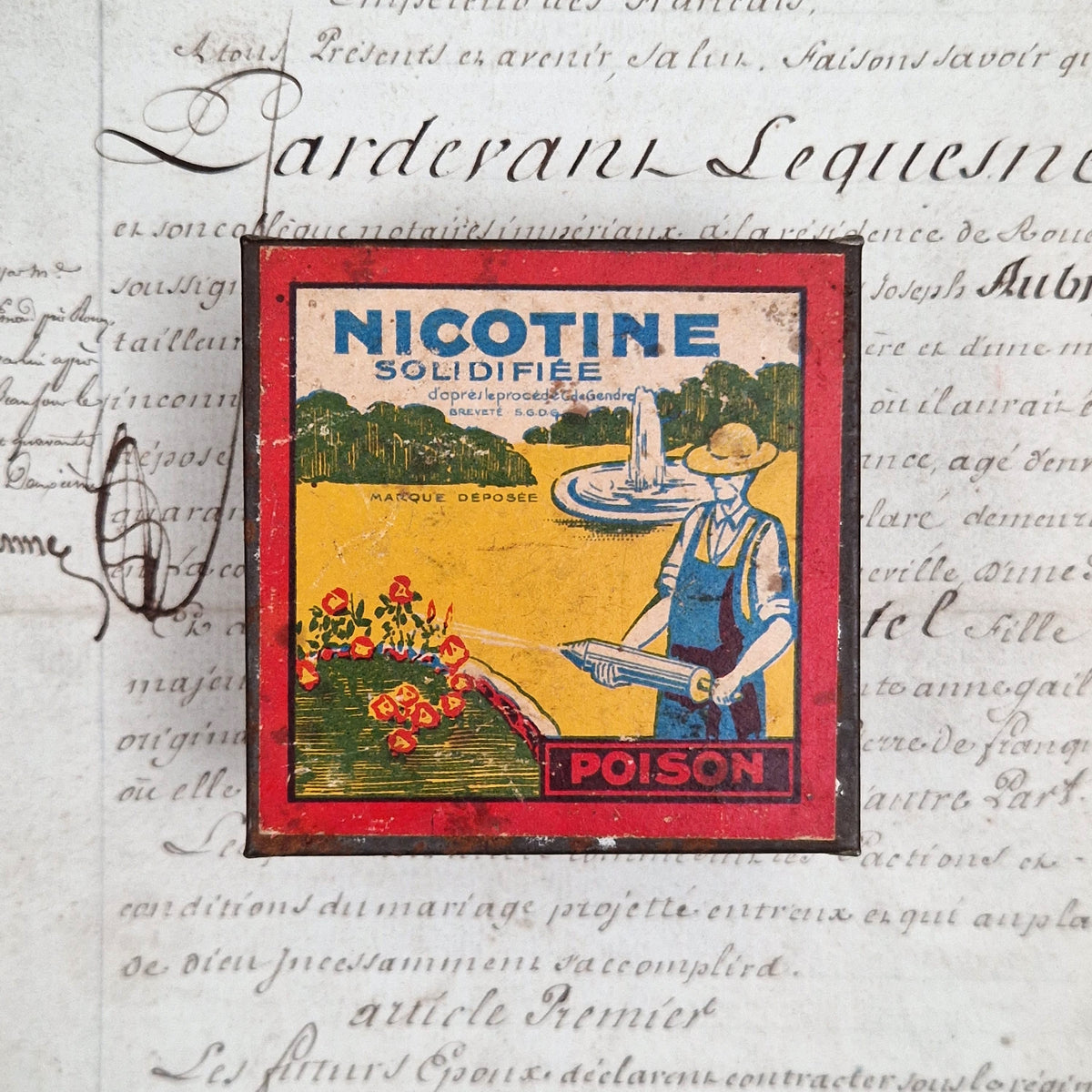 Rare boîte de « Nicotine solidifiée - Poison », Insecticide