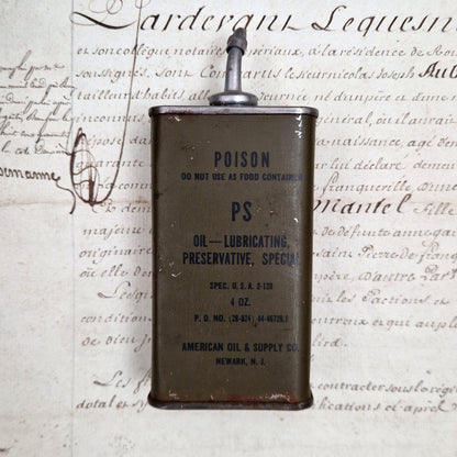Vintage American military oil can "POISON"