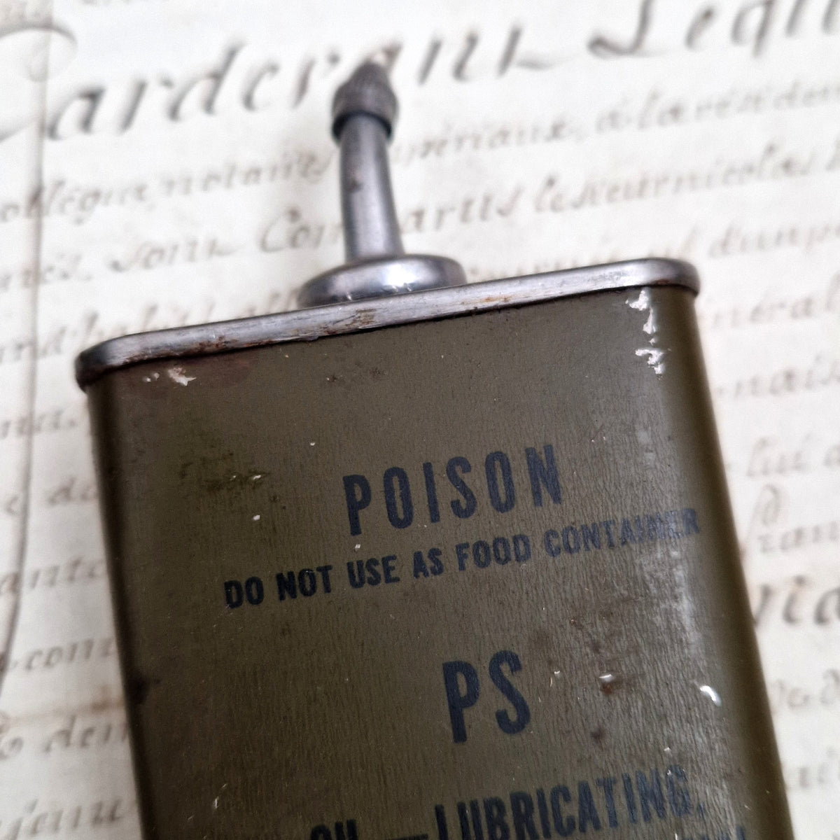 Vintage American military oil can "POISON"