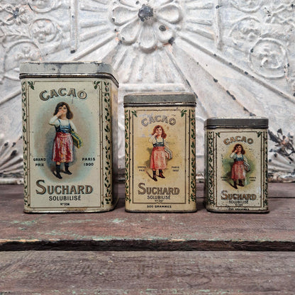 Lot de 3 anciennes boîtes de cacao Suchard