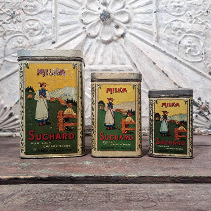 Lot de 3 anciennes boîtes de cacao Suchard