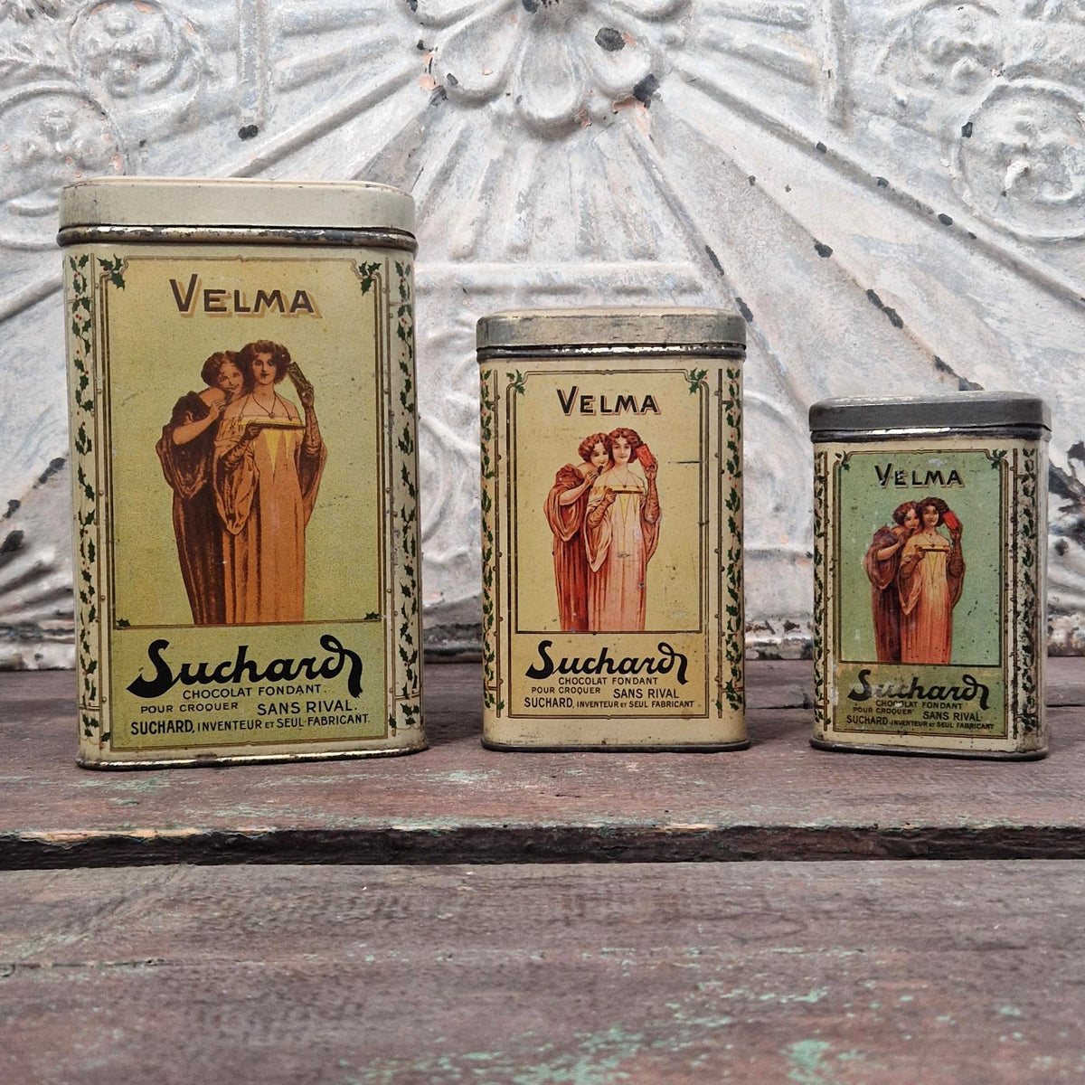 Lot de 3 anciennes boîtes de cacao Suchard