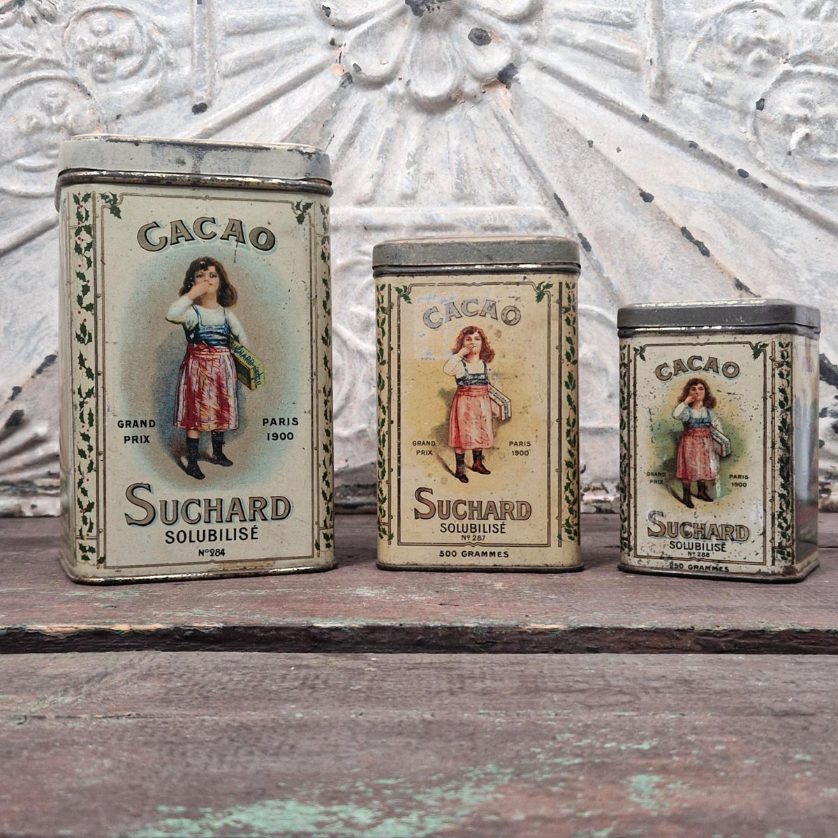 Lot de 3 anciennes boîtes de cacao Suchard