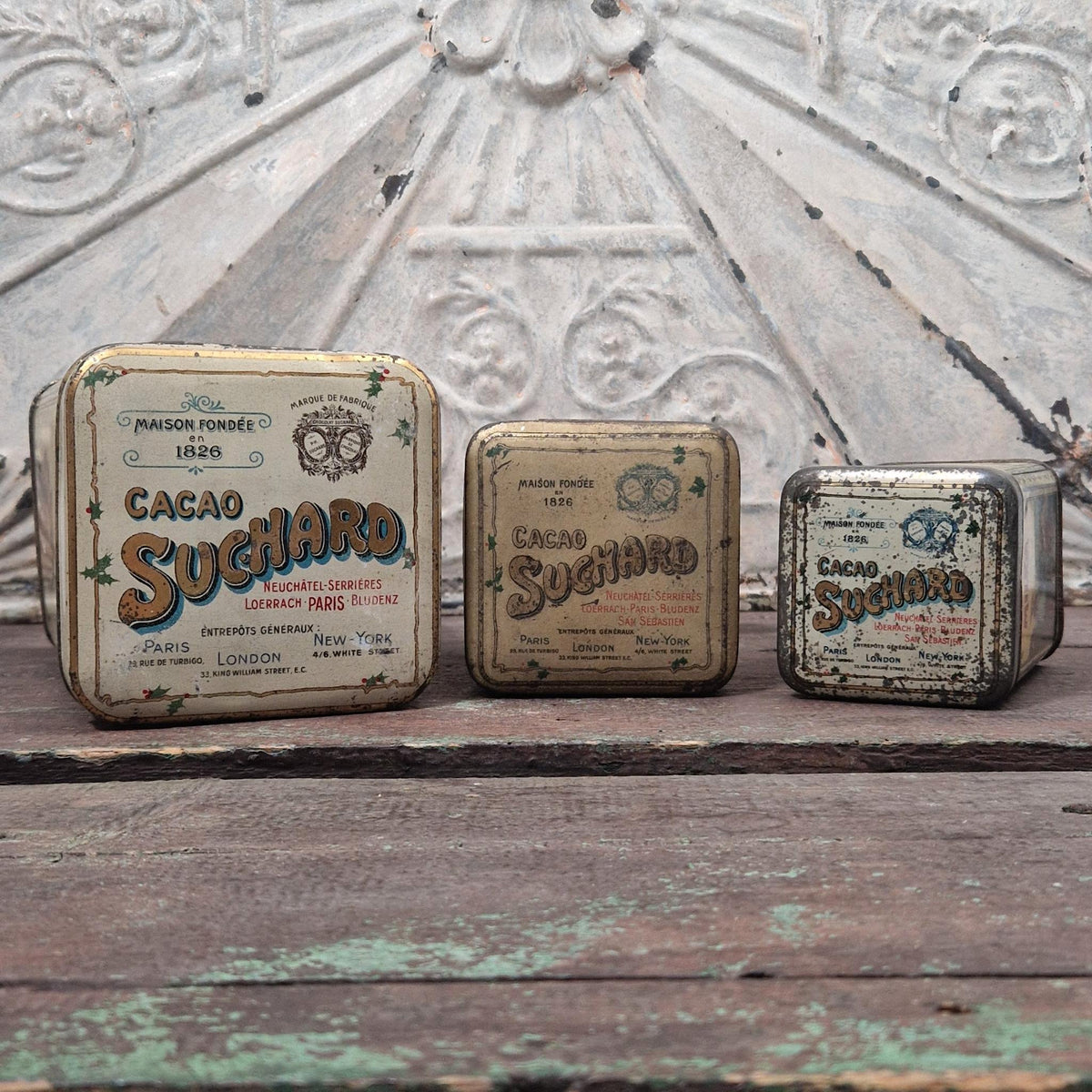 Lot de 3 anciennes boîtes de cacao Suchard