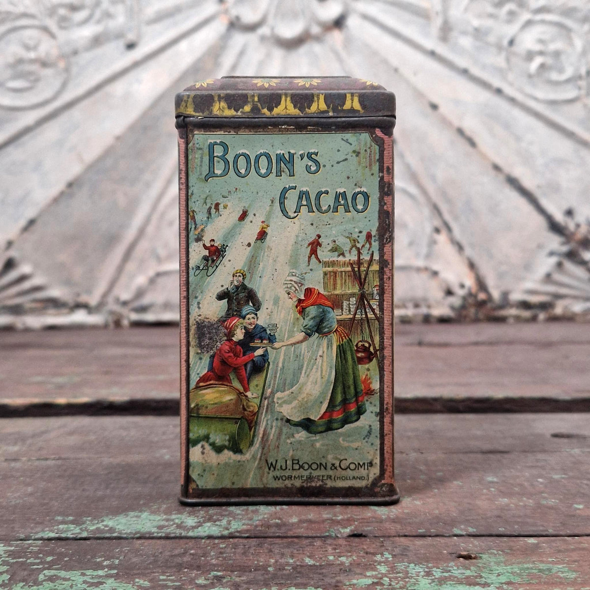 Jolie boîte publicitaire « Boon’s Cacao » - Début XXe