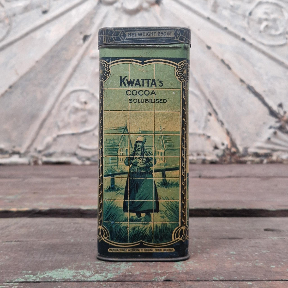 Ancienne boîte de cacao « Kwatta » - décor hollandais