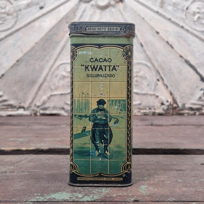 Ancienne boîte de cacao « Kwatta » - décor hollandais