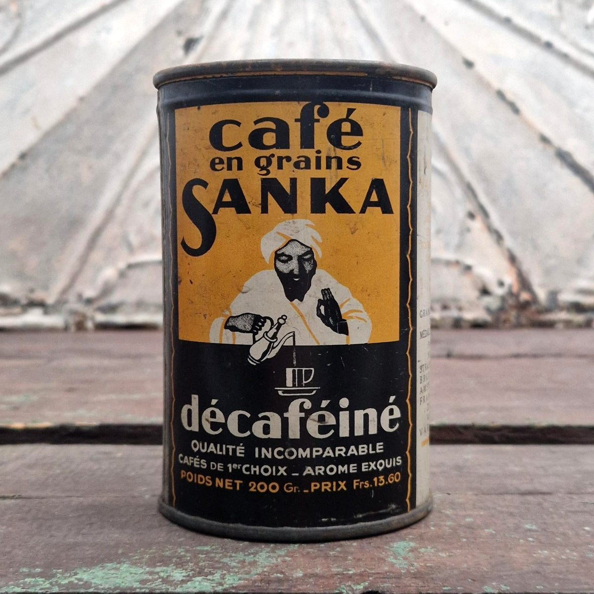 Ancienne boîte de café décaféiné « Sanka - 200g »