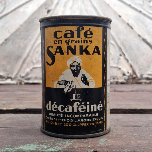 Vintage "Sanka - 200g" decaffeinated coffee tin