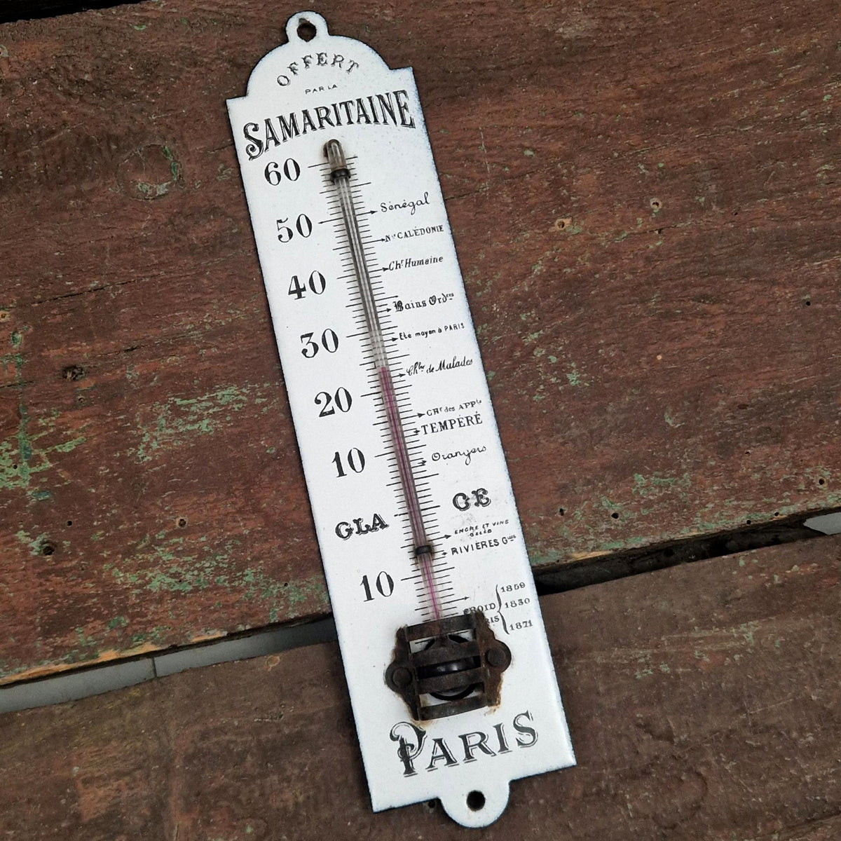 Antique enameled thermometer La Samaritaine - 19th century