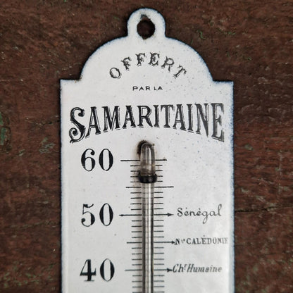 Antique enameled thermometer La Samaritaine - 19th century