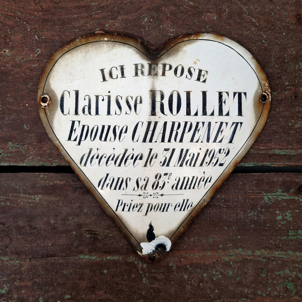 Cœur de cimetière émaillé « Clarisse »
