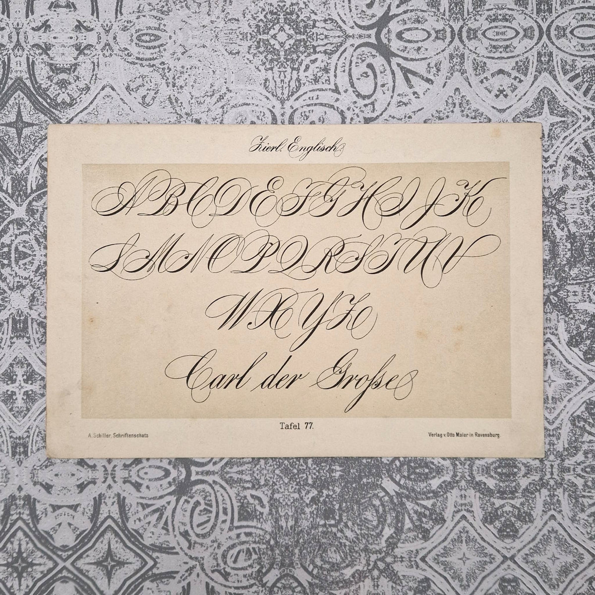 Planche de calligraphie « Écriture anglaise ornée »