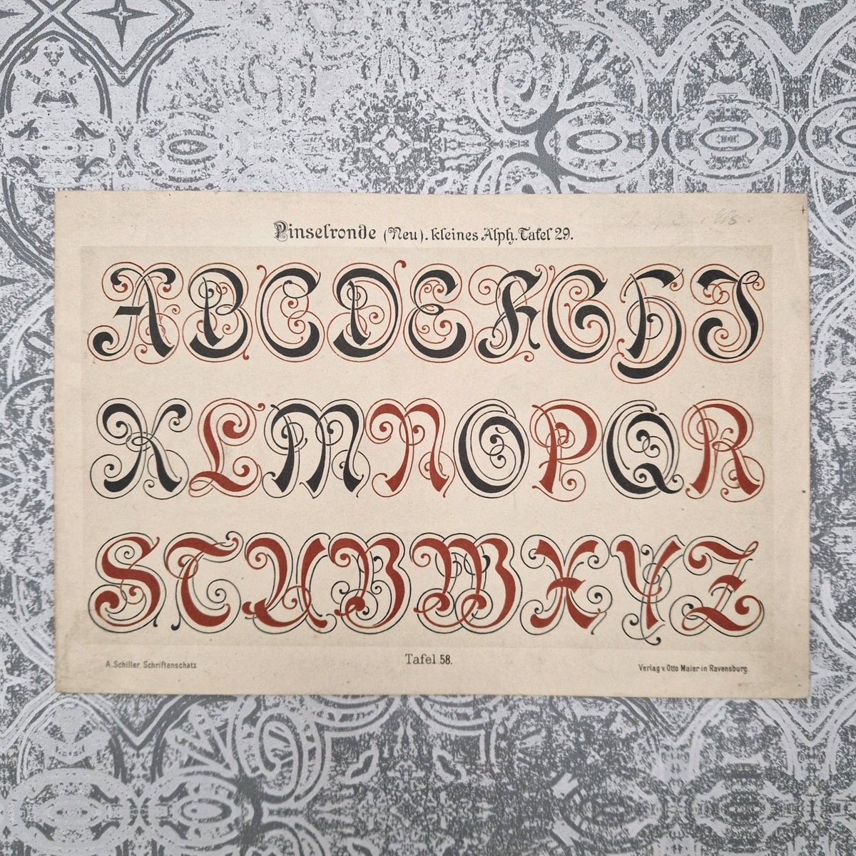 Planche de lettres « Alphabet rond au pinceau » - Fin XIXe