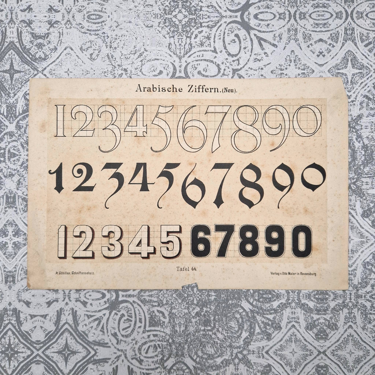 Ancienne planche typographie « Chiffres arabes »