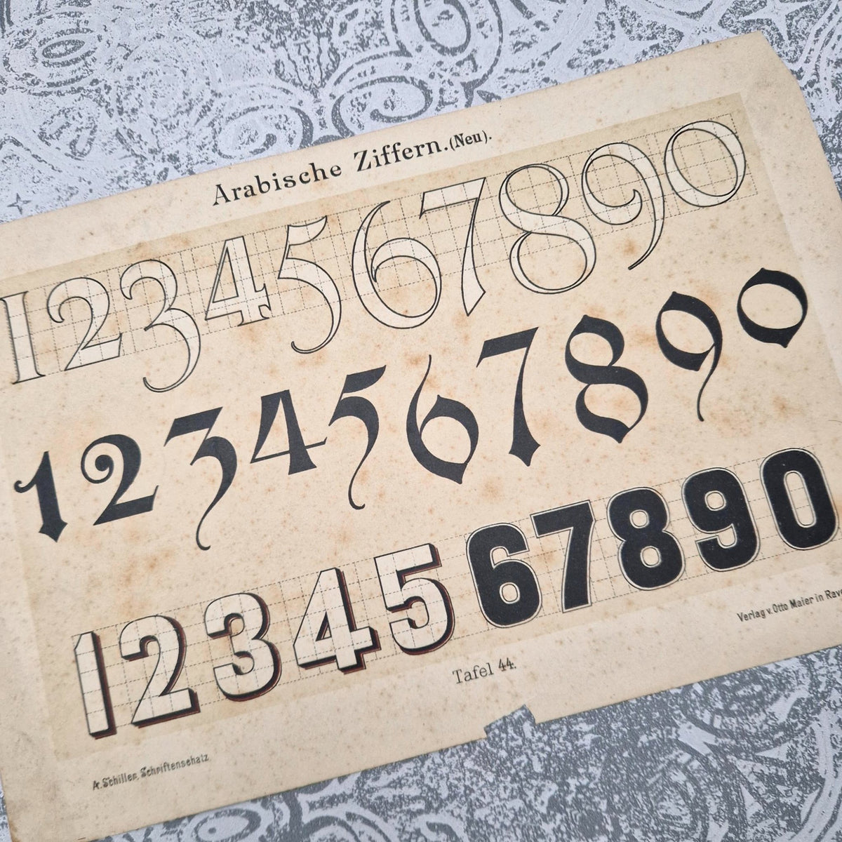 Ancienne planche typographie « Chiffres arabes »
