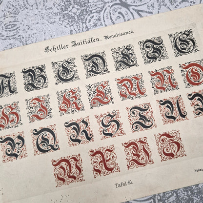 Planche d’initiales / lettrines « Renaissance » - Vers 1890