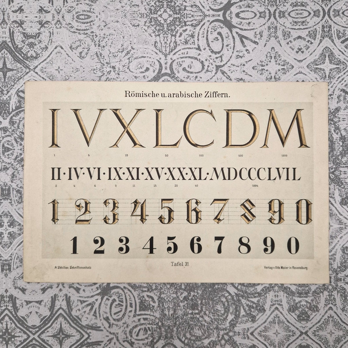 Planche typographique « Chiffres romains et arabes »