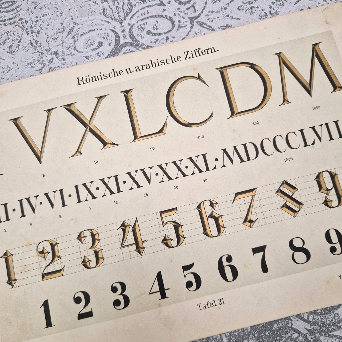 Planche typographique « Chiffres romains et arabes »