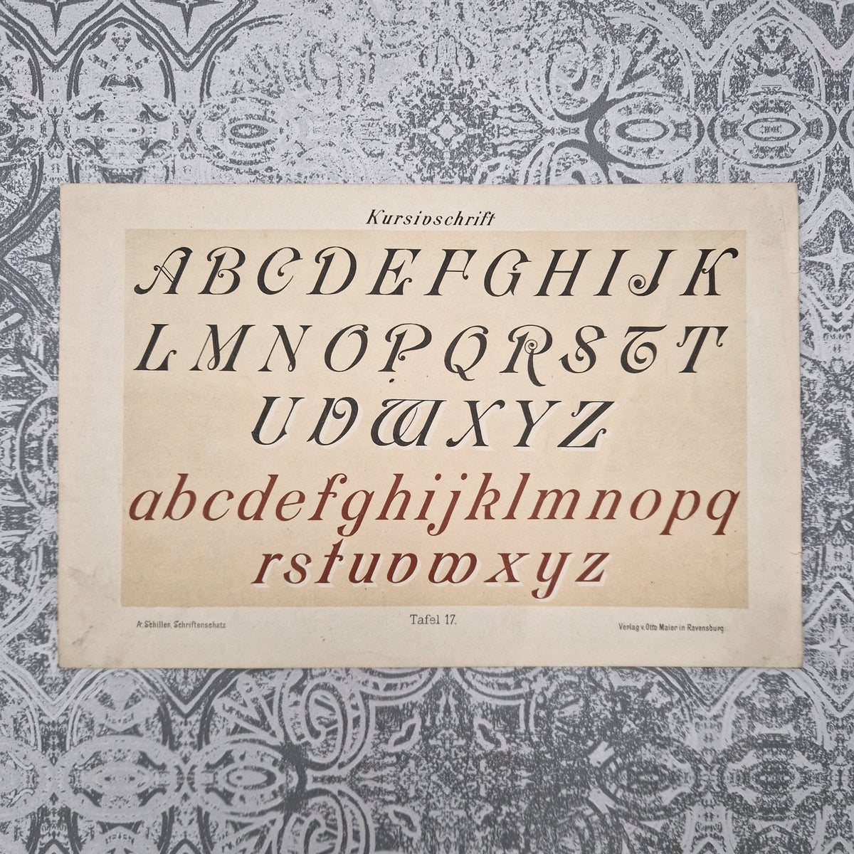 3 planches de calligraphie « Cursive, gothique et morave »