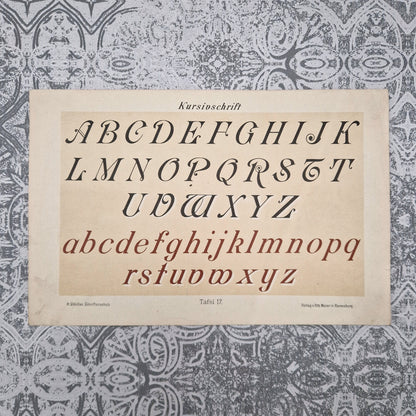 3 planches de calligraphie « Cursive, gothique et morave »