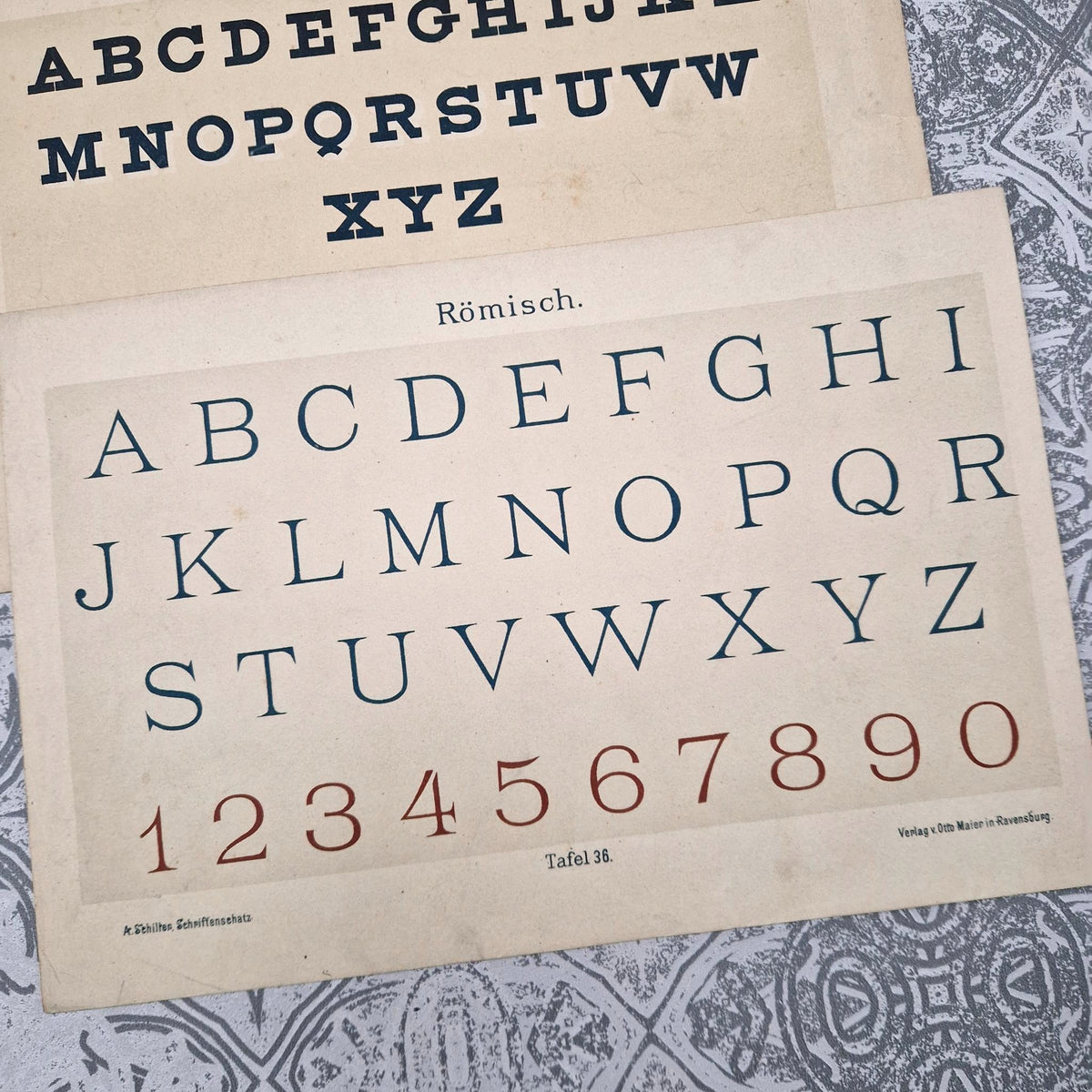Set of 3 alphabets "Lapidary, Roman and Block" - Circa 1890