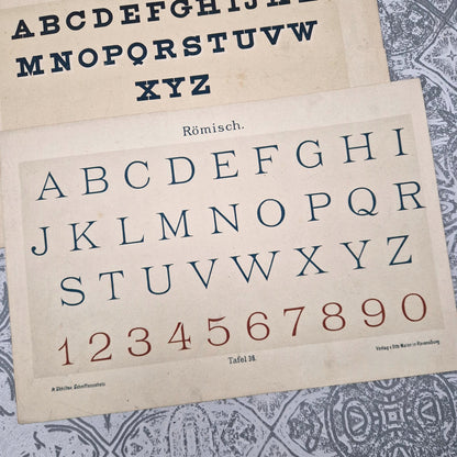Set of 3 alphabets "Lapidary, Roman and Block" - Circa 1890
