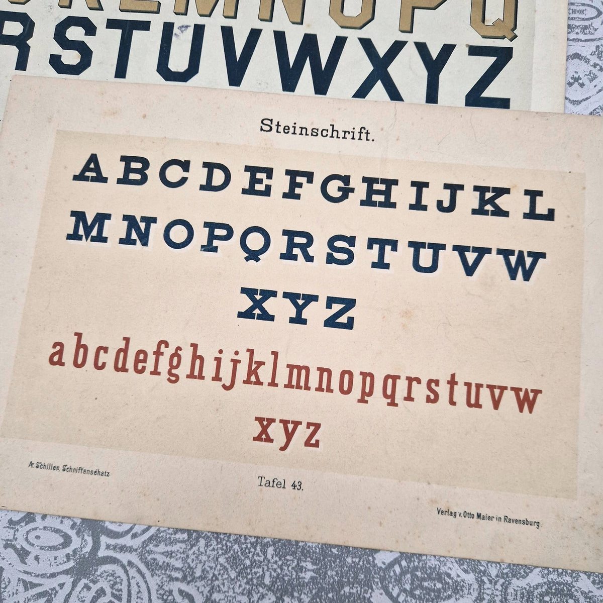 Set of 3 alphabets "Lapidary, Roman and Block" - Circa 1890