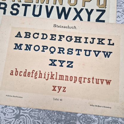 Set of 3 alphabets "Lapidary, Roman and Block" - Circa 1890