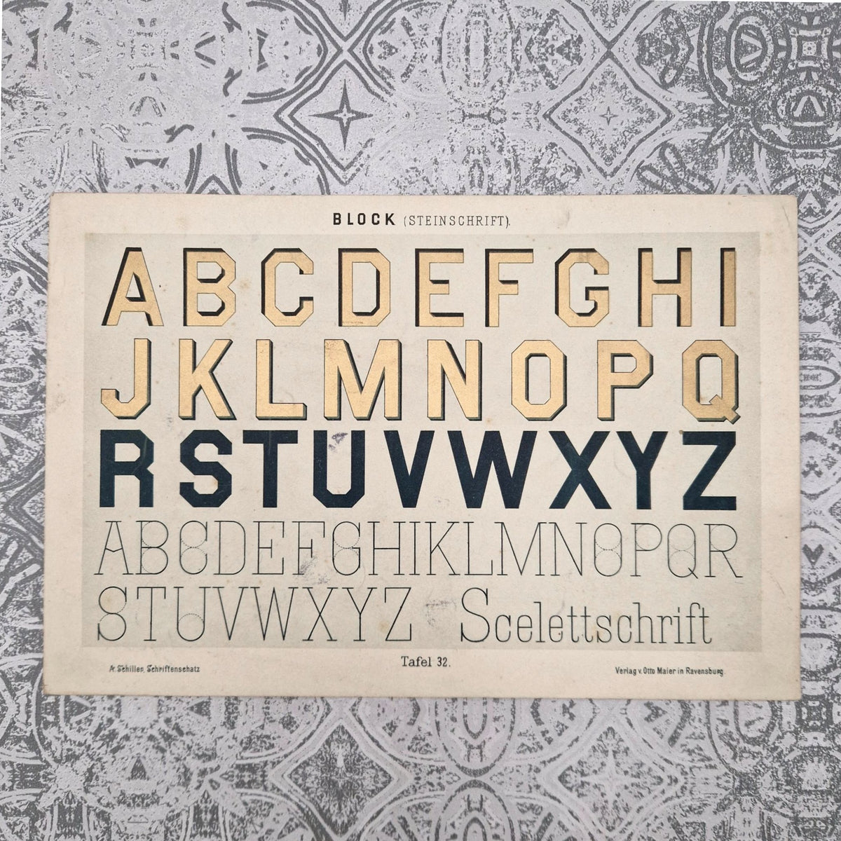 Set of 3 alphabets "Lapidary, Roman and Block" - Circa 1890