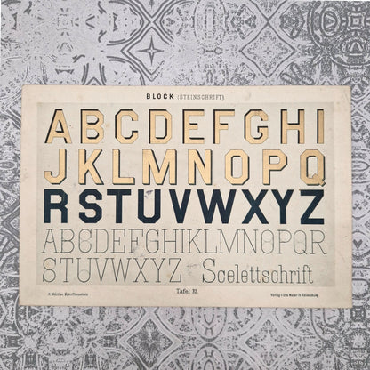 Set of 3 alphabets "Lapidary, Roman and Block" - Circa 1890