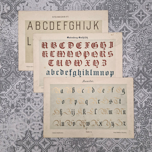 Planches de calligraphie « Gothique, chancelière... »