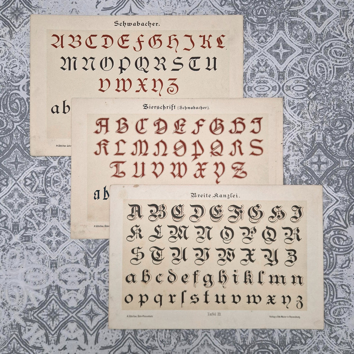 Set of 3 calligraphy / typography sheets