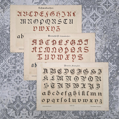 Set of 3 calligraphy / typography sheets