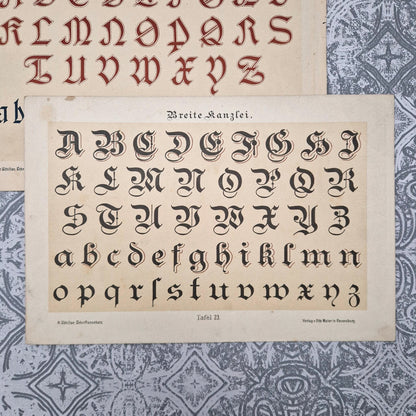 Set of 3 calligraphy / typography sheets
